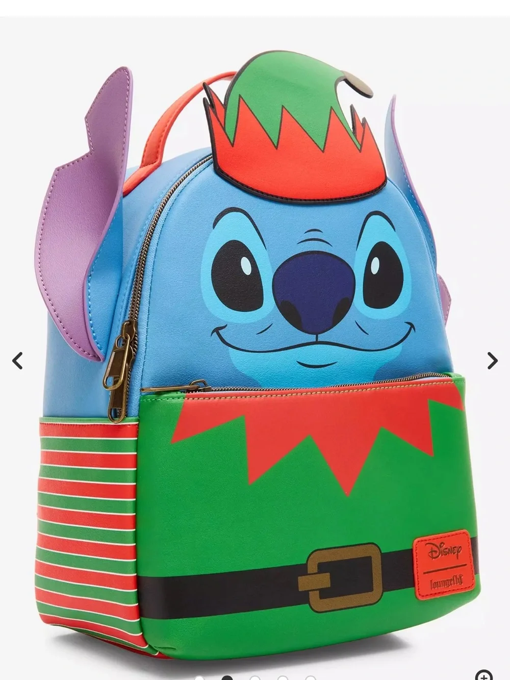 Loungefly Disney Stitch Elf Backpack in Blue, Green & Red